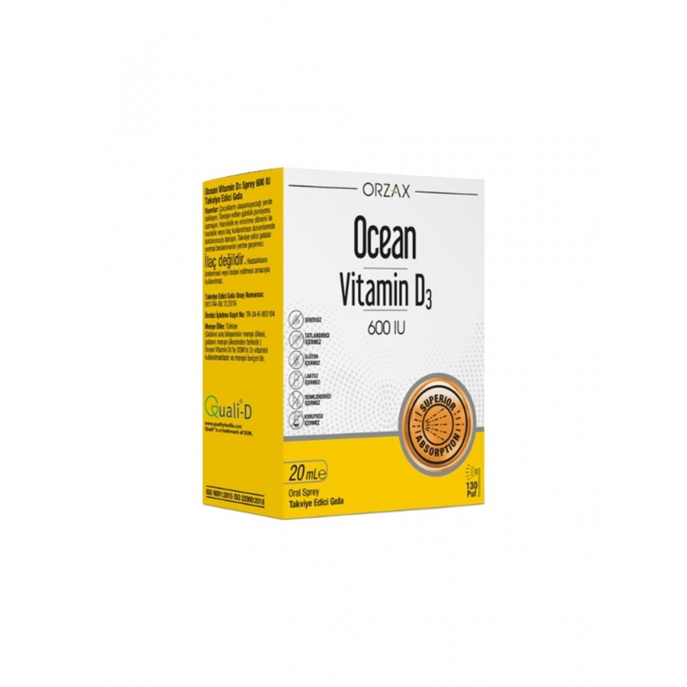 Orzax Ocean Vitamin D3 600 IU Oral Sprey 20 ml