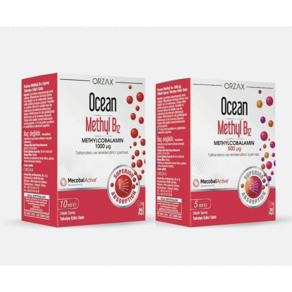 Orzax Ocean Methyl B12 1000 McG ve Ocean 500 Mcg İkilisi