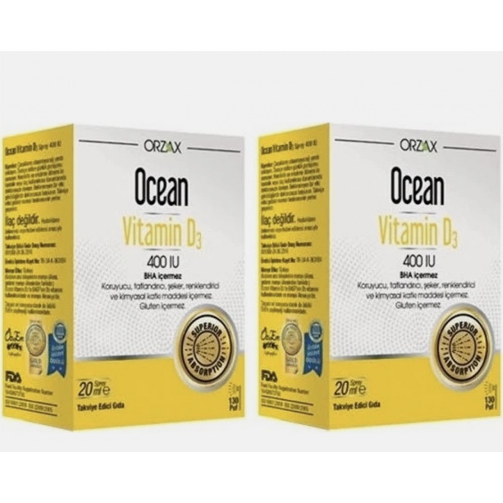 Orzax Ocean D3 Vitamin 400 IU Sprey 20 ML İkilisi