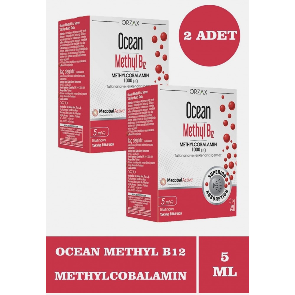 Orzax Ocean Methyl B12 1000 McG  5 ml 2 Adet