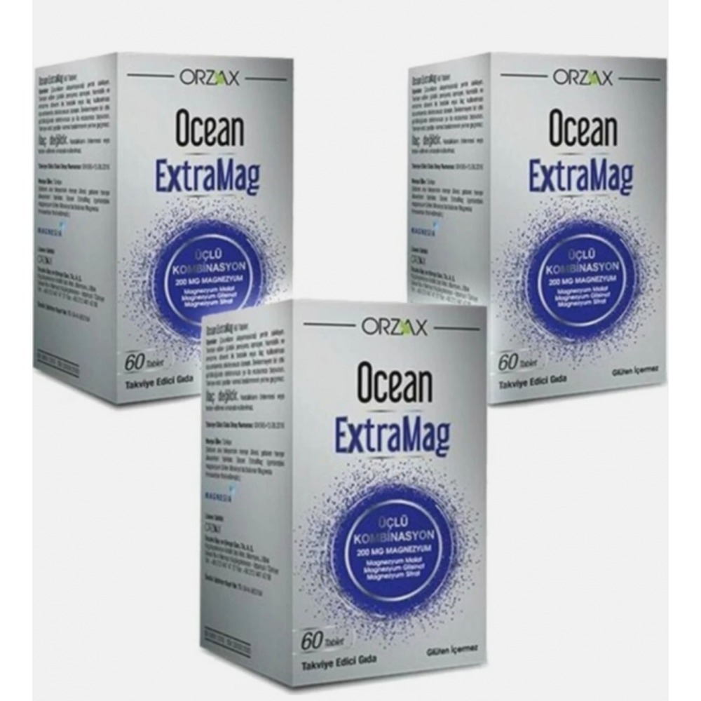 Orzax Ocean ExtraMag Üçlü Kombinasyon 30 Tablet 3'Lü set 