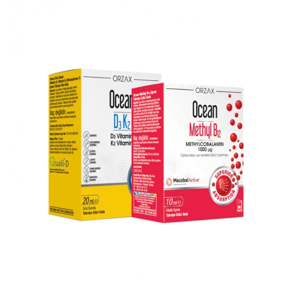 Orzax Ocean D3K2 & Ocean Methyl B12 1000 McG 10 ML İkilisi