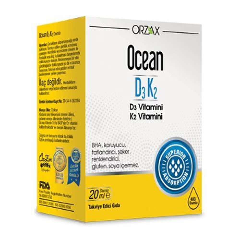 Orzax Ocean D3K2 Damla 20 ML D3 K2 Vitamini