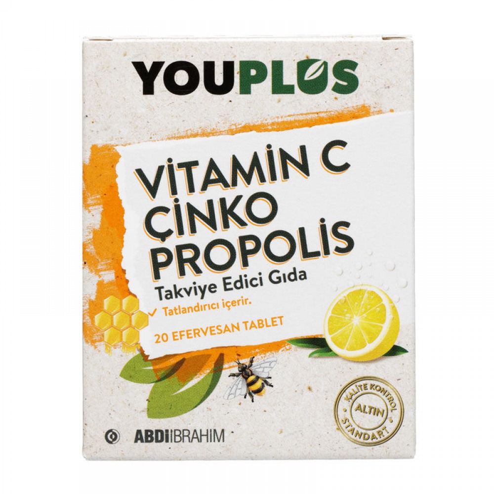 Youplus Vitamin C Çinko Propolis 20 Efervesan Tablet